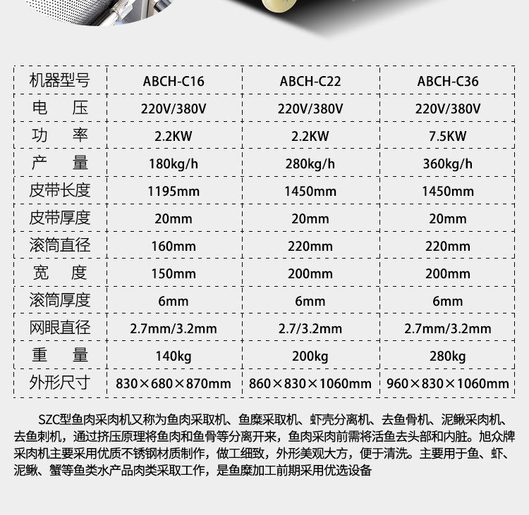 艾博馳ABCH-C22魚肉采肉機10